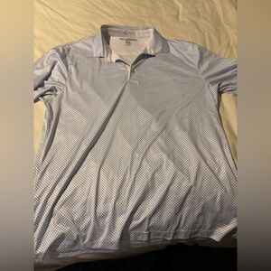 Greg Norman Collection White and Blue Patterned Shirt